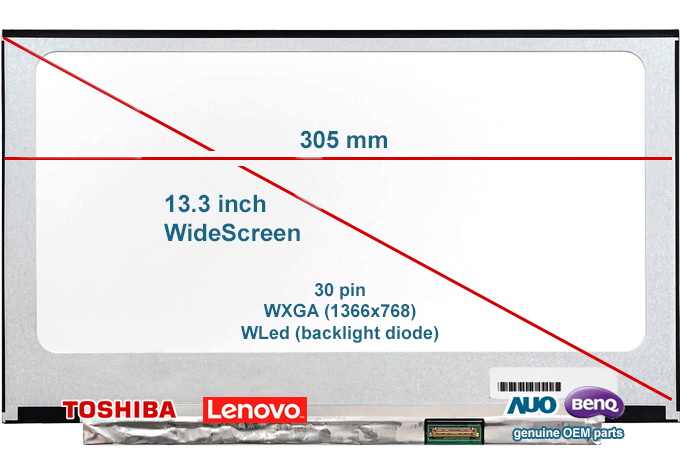 Lcd AUO B133XTN01.3 Led matte 30 pinos 315mm OEM original