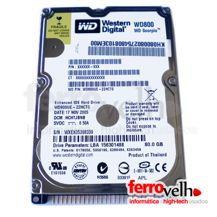 disco rigido WD WD800 P-ATA IDE 80Gb 2.5" OEM
